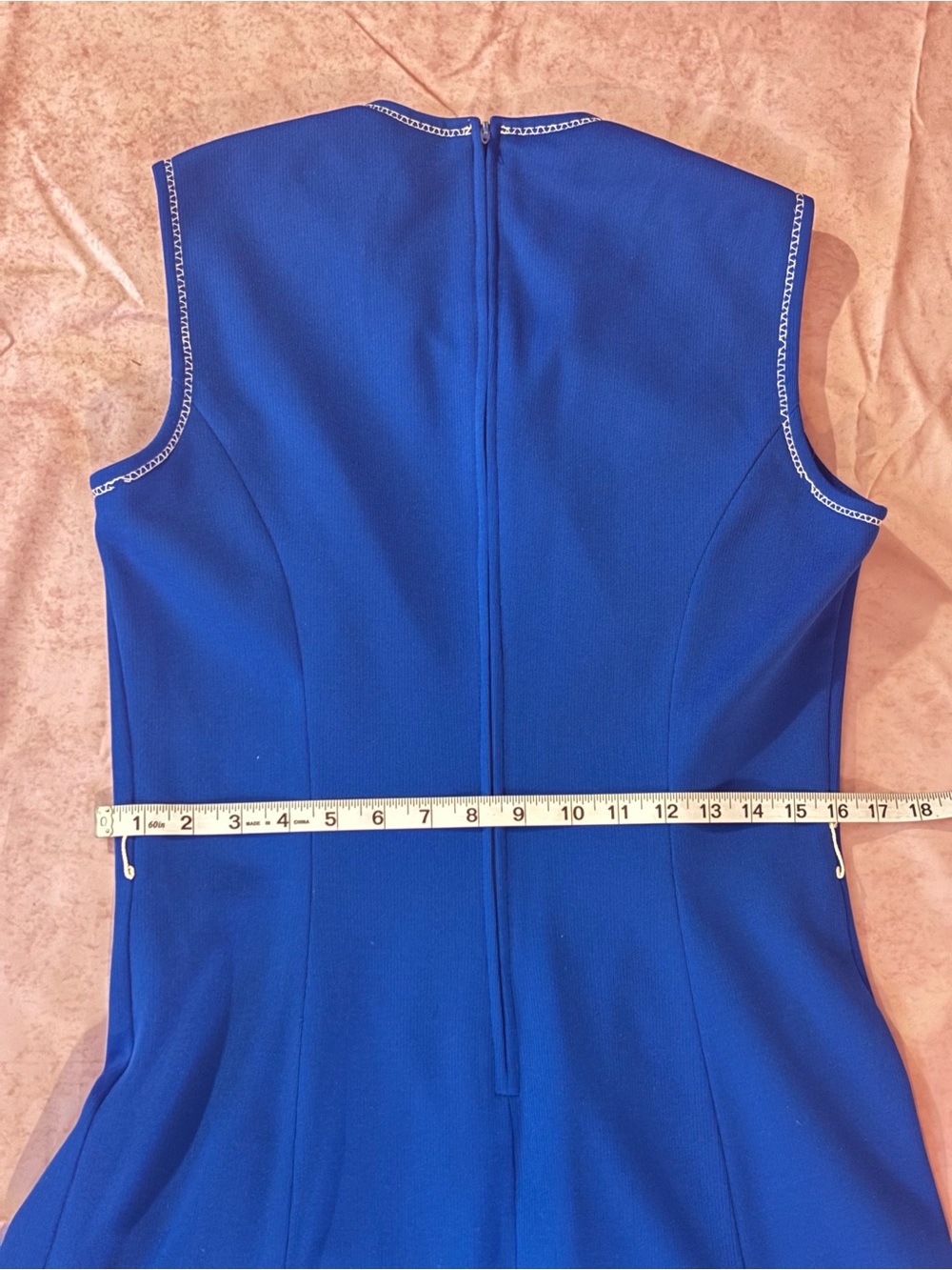 Vintage 60s 70s Butte Knit Royal Blue Mod Fit & Flare Dress Sleeveless Trim M/L - Picture 16 of 16